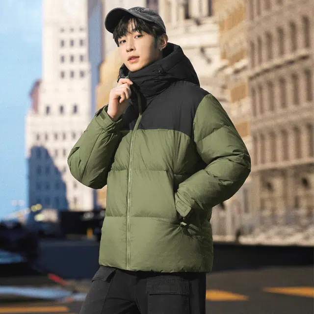 雅鹿 男士休闲短款连帽宽松百搭加厚保暖防风防寒面包服羽绒服 男款