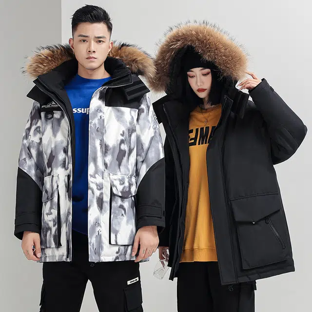 雅鹿 城市户外短款防风连帽潮流时尚工装风加厚保暖外套羽绒服 男女同款