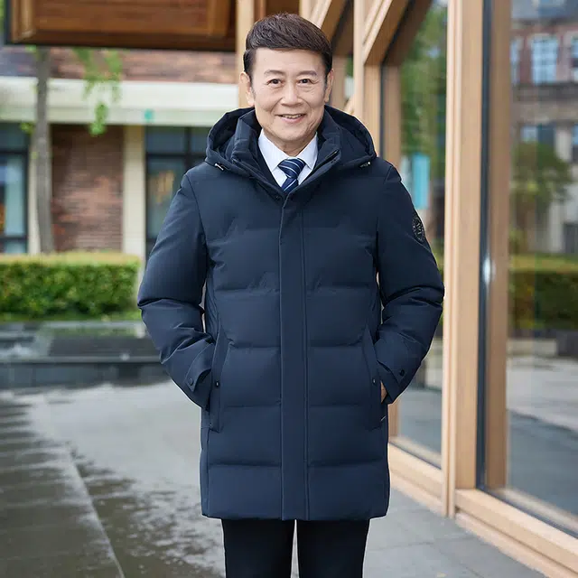 雅鹿 可拆卸连帽加厚多口袋中长款羽绒服 男款