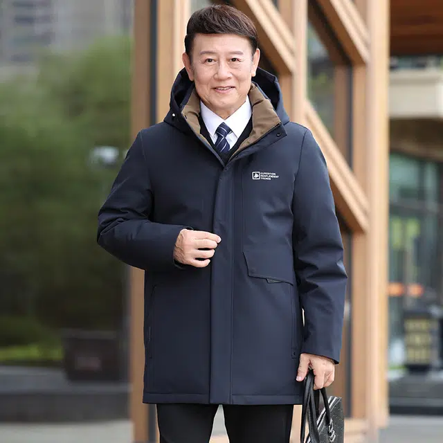 雅鹿 休闲保暖宽松可拆卸帽子羽绒服 男款