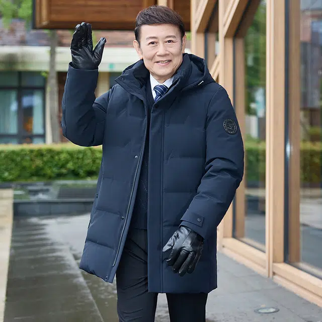 雅鹿 可拆卸连帽加厚多口袋中长款羽绒服 男款