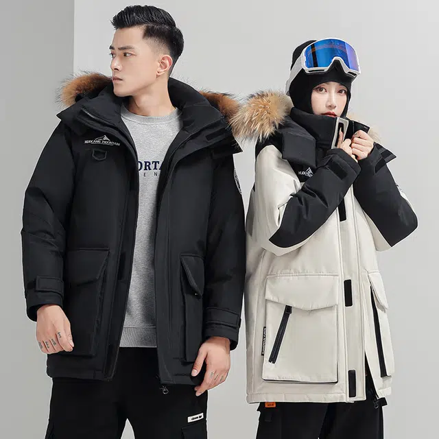 雅鹿 城市户外短款防风连帽潮流时尚工装风加厚保暖外套羽绒服 男女同款