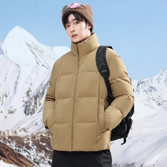 雅鹿 高蓬短款立领轻压休闲时尚舒适保暖防寒防风外套羽绒服 男款