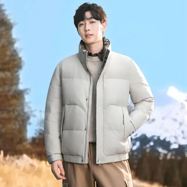 雅鹿 商务男立领短款保暖防风防寒夹克外套羽绒服 男款