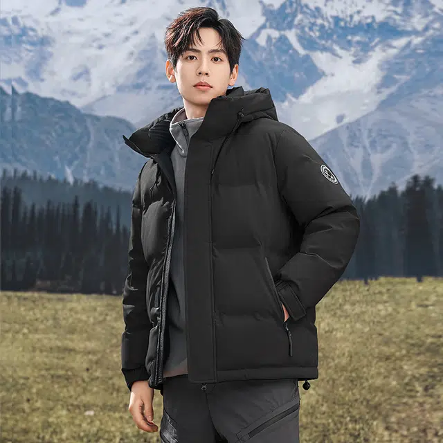 雅鹿 户外防风连帽加厚保暖长袖羽绒服 男女同款