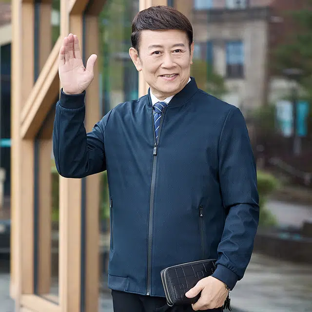 雅鹿 男士商务棒球领时尚百搭格子宽松夹克外套 男款