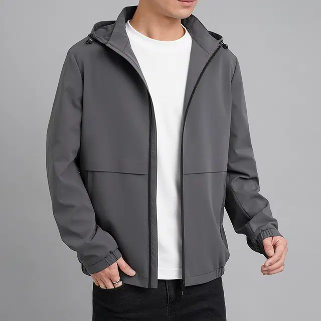 雅鹿 纯色连帽百搭休闲夹克外套 男款