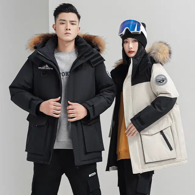 雅鹿 城市户外短款防风连帽潮流时尚工装风加厚保暖外套羽绒服 男女同款