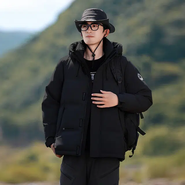 雅鹿 户外防风连帽加厚保暖长袖羽绒服 男女同款