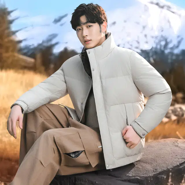 雅鹿 商务男立领短款保暖防风防寒夹克外套羽绒服 男款
