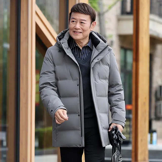 雅鹿 可拆卸连帽加厚多口袋中长款羽绒服 男款