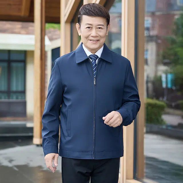 雅鹿 翻领行政夹克 纯色中老年干部爸爸装舒适休闲百搭防风蓄热春秋夹克外套 男款