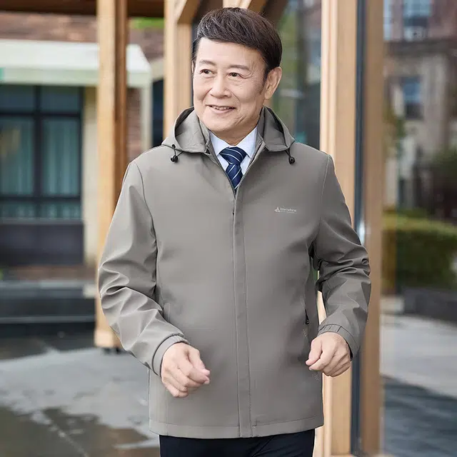 雅鹿 春秋款 纯色行政连帽休闲百搭抗皱免烫夹克外套 男款