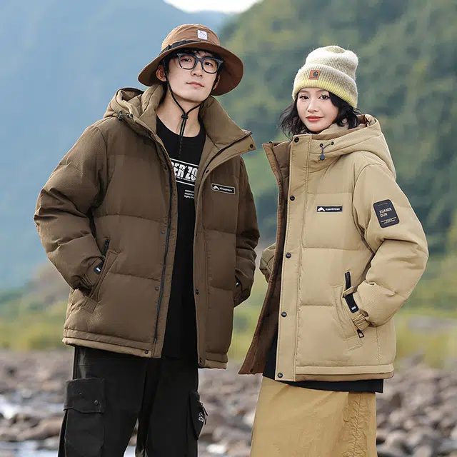 雅鹿 中长款连帽时尚加厚保暖外套冬季羽绒服 男女同款