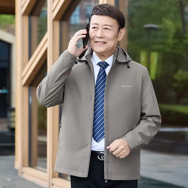 雅鹿 春秋款 纯色行政连帽休闲百搭抗皱免烫夹克外套 男款