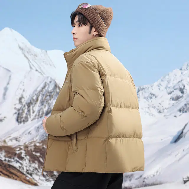 雅鹿 高蓬短款立领轻压休闲时尚舒适保暖防寒防风外套羽绒服 男款