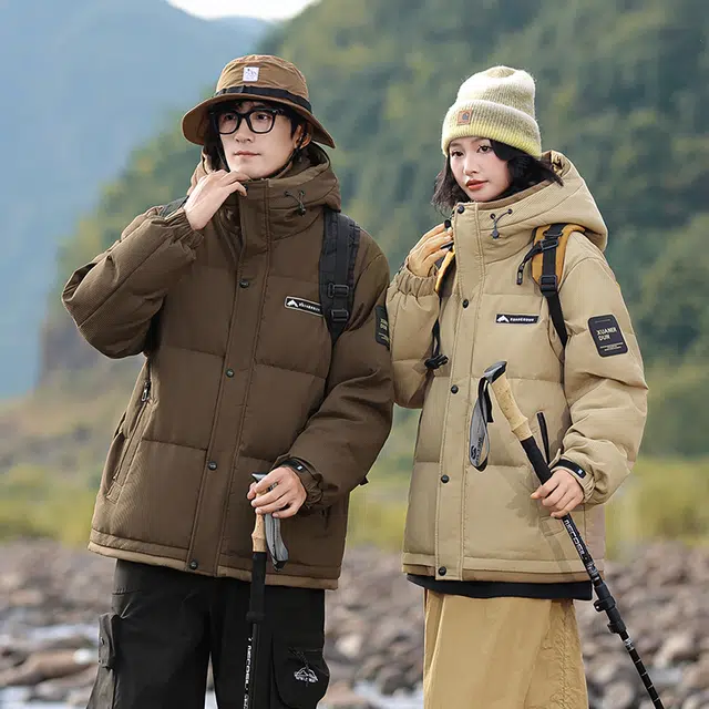 雅鹿 中长款连帽时尚加厚保暖外套冬季羽绒服 男女同款