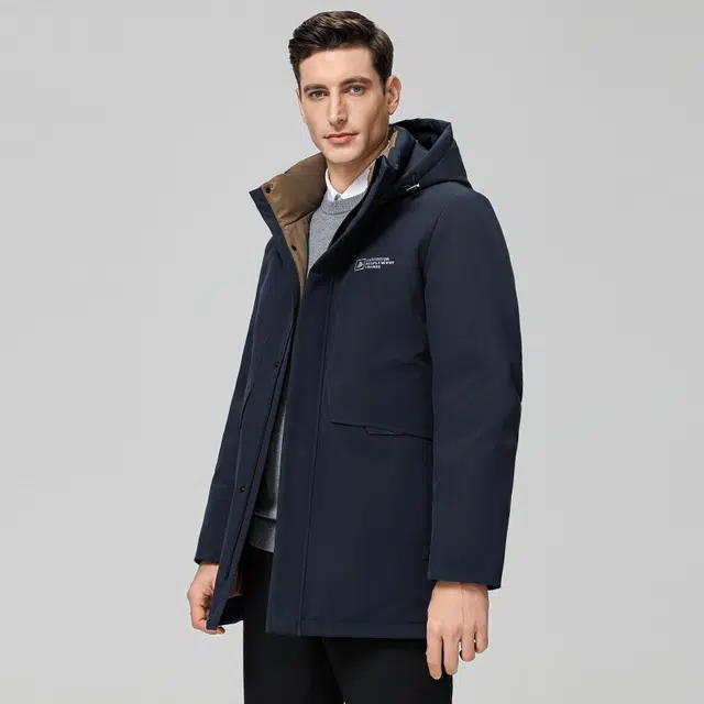 雅鹿 鸭绒保暖商务休闲厚外套中长款外套羽绒服 男款