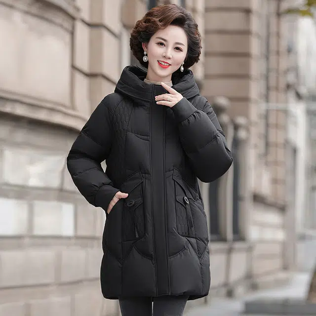 雅鹿 纯色简约舒适连帽宽松通勤时尚羽绒服 女款