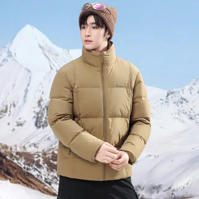 雅鹿 高蓬短款立领轻压休闲时尚舒适保暖防寒防风外套羽绒服 男款