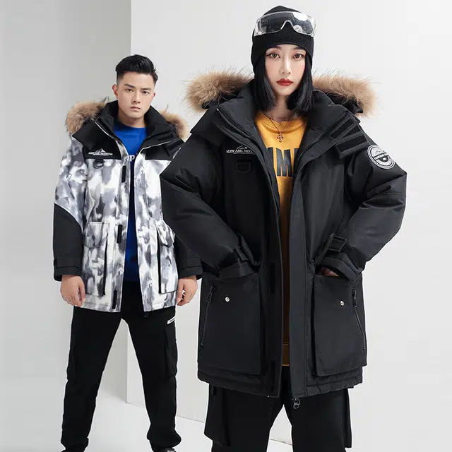 雅鹿 城市户外短款防风连帽潮流时尚工装风加厚保暖外套羽绒服 男女同款