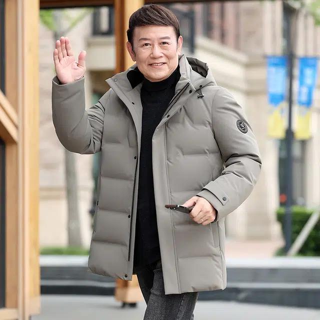 雅鹿 可拆卸连帽加厚多口袋中长款羽绒服 男款