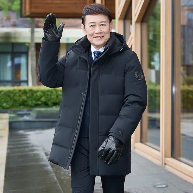 雅鹿 可拆卸连帽加厚多口袋中长款羽绒服 男款