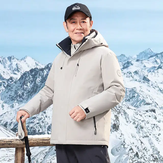 雅鹿 纯色极寒户外加厚鸭绒抗寒防风男商务休闲成熟稳重连帽保暖外套羽绒服 男款