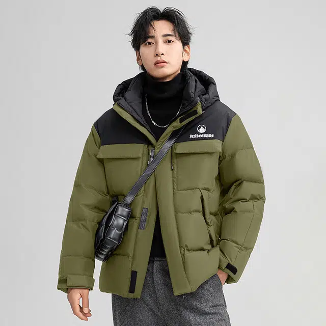 雅鹿 户外通勤休闲中长款加厚连帽保暖羽绒服 男款
