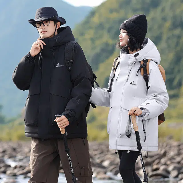 雅鹿 纯色时尚连帽拉链男款加厚款中长款羽绒服 男款