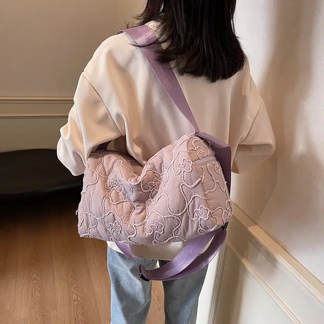 雅鹿 秋冬百搭上班通勤 布 斜挎包 大号 女款 白色/黑色/蓝色/紫色/卡其色
