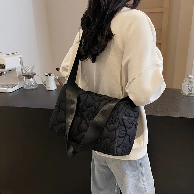 雅鹿 秋冬百搭上班通勤 布 斜挎包 大号 女款 白色/黑色/蓝色/紫色/卡其色