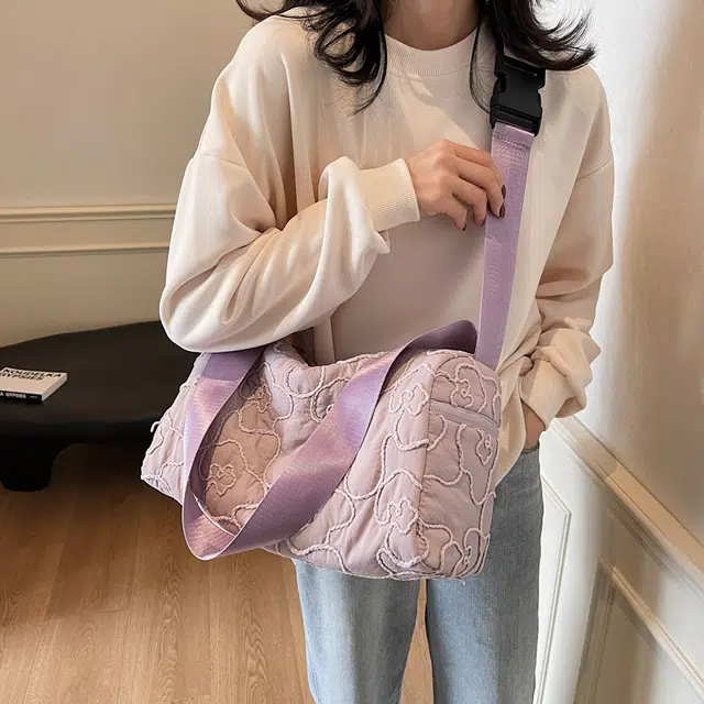 雅鹿 秋冬百搭上班通勤 布 斜挎包 大号 女款 白色/黑色/蓝色/紫色/卡其色
