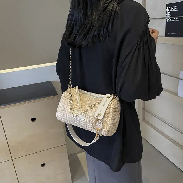 雅鹿 小众设计编织 草编 枕头包斜挎单肩包 小号 女款 多色