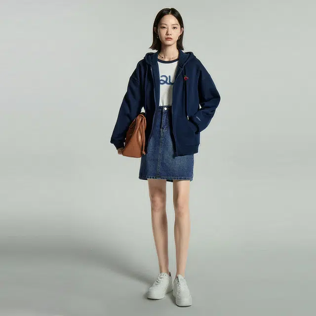 初语 水果蔬菜连帽宽松时尚拉链开衫卫衣 女款