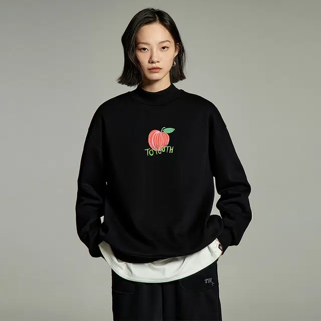 初语 水果套头宽松半高领加绒卫衣 女款