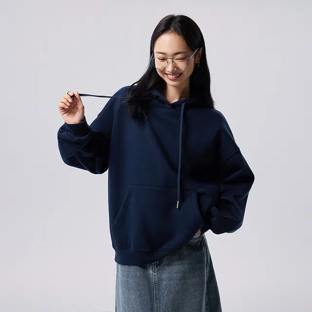 初语 休闲纯色加绒加厚连帽卫衣 女款