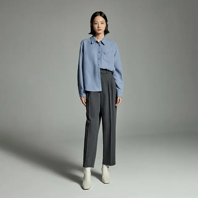 初语 通勤风磨毛加厚百搭休闲长袖衬衫 女款