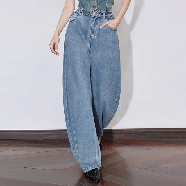 初语 宽松耐磨简约牛仔裤 女款