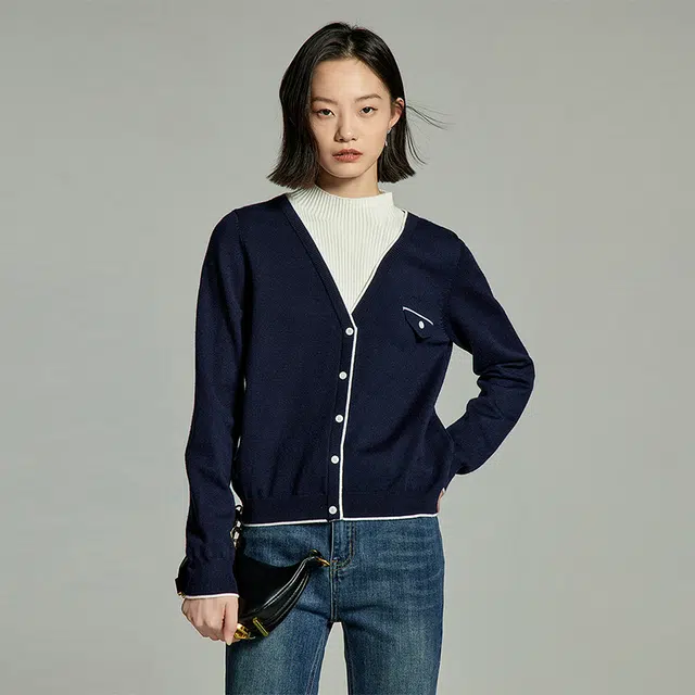 初语 假两件半高领套头针织衫 女款
