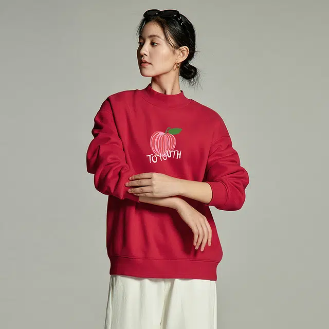 初语 水果套头宽松半高领加绒卫衣 女款