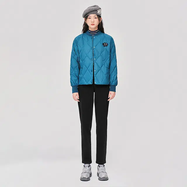 初语 轻薄短款立领防风保暖棒球服羽绒服 女款