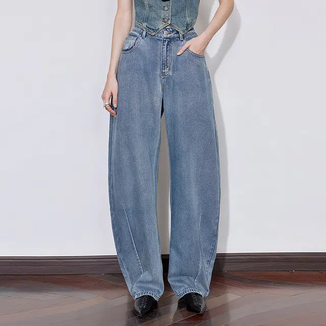 初语 宽松耐磨简约牛仔裤 女款