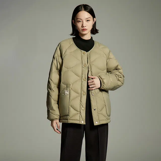 初语 黑科技火山岩保暖加厚小个子菱格纹羽绒服 女款
