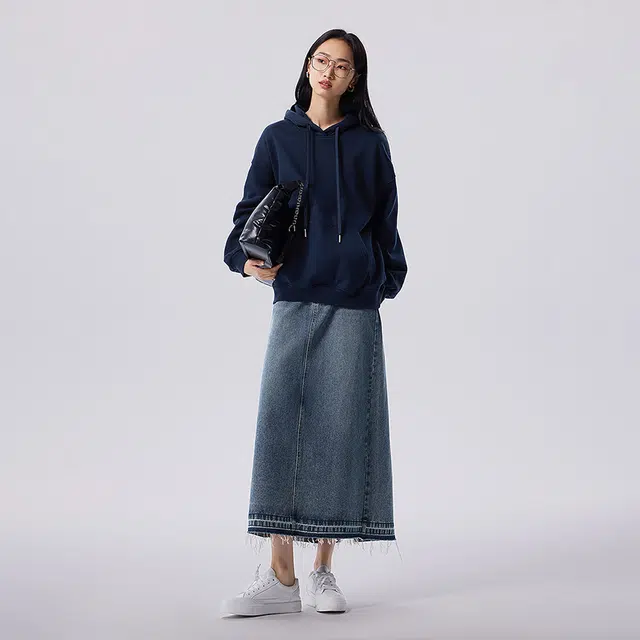 初语 休闲纯色加绒加厚连帽卫衣 女款