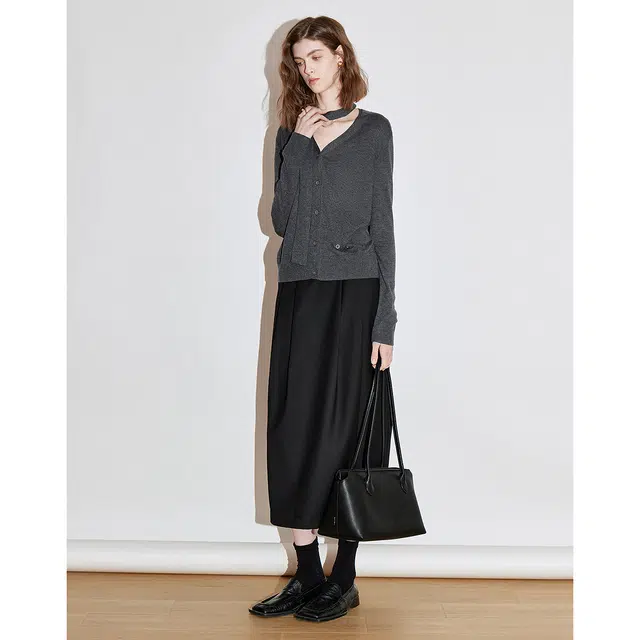 初语 纯色合身长款休闲长裙 女款