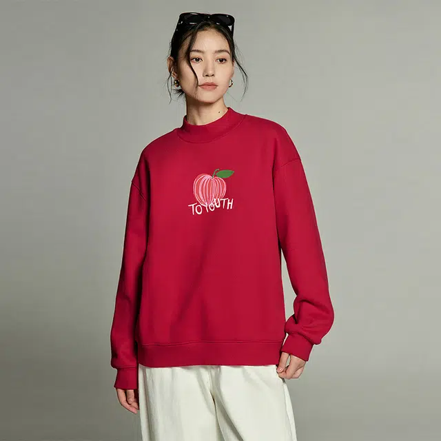 初语 水果套头宽松半高领加绒卫衣 女款
