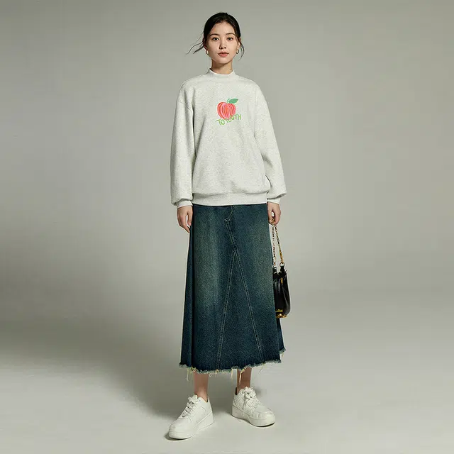 初语 水果套头宽松半高领加绒卫衣 女款