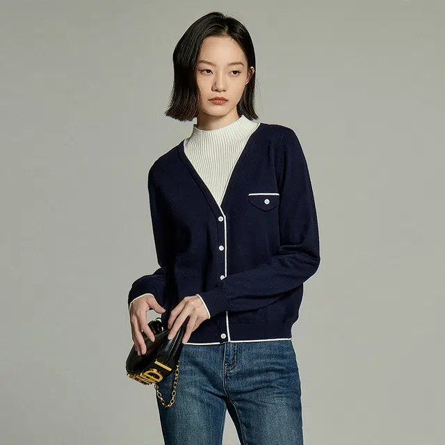 初语 假两件半高领套头针织衫 女款