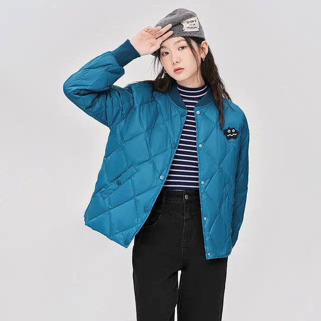 初语 轻薄短款立领防风保暖棒球服羽绒服 女款